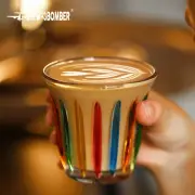 MHW-3BOMBER Hand-Painted Rainbow Glass Coffee Cups 3pc Set 200/320/480ml