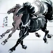 24 x 24 Art Tumbled Marble Mural Horses Backsplash Tile #713