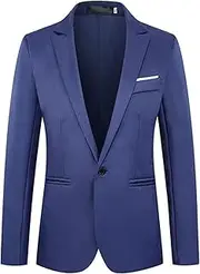 [Generic] Blazer for Men Slim Fit Business Casual Tuxedo Blazers Sport Coat One Button Travel Blazer Lightweight Suit Jacket
