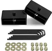 PROEZE 2" Rear Leveling Lift Kit Blocks, Extended Square U-Bolts Black Leveling Kit for 1999-2023 Silverado Sierra 1500 G-MC