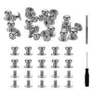 30 Pcs Round Head Button Studs 7mm Leather Punch Screwdriver, Silvery White