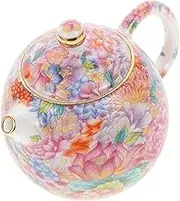 Alipis Porcelain Teapot with Flower Pattern Small Chinese Style Tea Kettle for Office Home Elegant Ceramic Teaware for Brewing