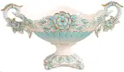 Fruit Bowls Blue Painted Fruit Plate,European-Style Ceramic Fruit Tray,Snack Candy Gift Fruit Plate for Kitchen Counter Centerpiece Table Decor Snack Plate