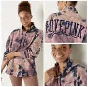 Vs Victorias Secret Pink Varsity Cowl Sweater Jacket Top Ensign Beige Tie Dye XL