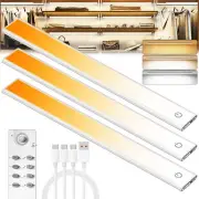 100 LED Under Cabinet Lights Wireless with Full Lighting,Rechargeable Closet ...
