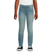 Wonder Nation Jegging Pants Girls L(10-12) Light Blue Pull-On Straight Leg Solid