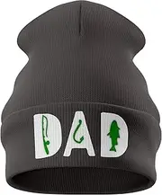 [Purple Print House] Fishing Dad Beanie Funny Fish Fishing Tackle Slogan Hat for Fishermen Birthday Dad