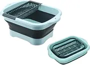Collapsible Dish Basin, XICEN Portable Dishpan for Washing Dishes with Drain Plug, Space Saving Foldable Laundry Tub, Multiuse Outdoor Sink Tub for Camping(Green)