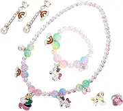 [Holibanna] Unicorn Jewelry Kit 5pc Set: Necklace Ring Earrings Wristband Fashionable for Boys and Girls Banquets Parties