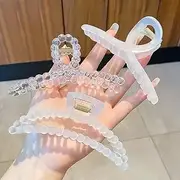 Large Hair Claw Clips for Thick Hair - 3 Pack Butterfly Design, Strong Hold Resin Clips, Matte & Clear Finish, 4.2-5 inch