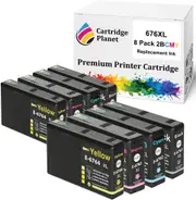 8 Pack (2BK,2C,2M,2Y) Compatible Ink for Epson 676XL for Epson Workforce Pro WP-4530 Workforce Pro WP-4540