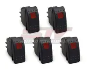 20Amp 12V Red Light Rocker Switch Polaris RZR Maverick Commander Boat 5 Qty