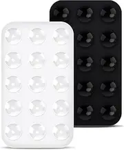 lasuroa 2pcs Double Sided Suction Cup Phone Mount, Silicone Phone Suction Holder Back of Phone Multifunctional Sticky Suction Phone Case for Shower Mirror Fingertip Toys (Black, White)