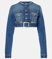 [Jean Paul Gaultier] Jean Paul Gaultier Cropped denim jacket AU 16 blue