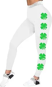 [Generic] Yoga Pants for Women Shamrock Funny Graphic Print High Waist Soft Green Clover Yoga Pants for Parties and Festival