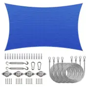 COLOURTREE 14 ft. x 16 ft. 190 GSM Blue Rectangle Sun Shade Sail with Rectangle