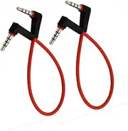 2Pack 10inch TRRS 4-Pole 3.5mm Male Right Angle to 3.5mm Male Right Angle Audio Cable