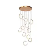 BAMDECOR Moon Stair Chandelier Golden Luxury Villa Duplex Staircase Chandelier Apartment Revolving Loft Hollow Living Room (Dimmable Control)