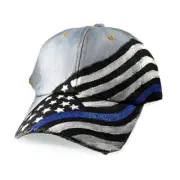 Thin Blue Line RC-TBL-HT Women's Hand Painted Hat Flag