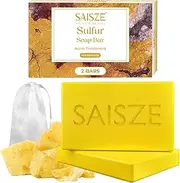 SAISZE Natural Sulfur Soap for Blackheads, Sulfur Face Wash Bar Keeps Pores Cleaner, Organic Sulphur Soap Bar Helps Oily Skin and Blemishes, 4 Ounce (Pack of 2)