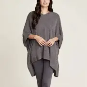 Barefoot Dreams Brand New Poncho Cozy Chic Carbon Graphite Gray One Size