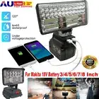 LED Work Light Torch +2 USB Camping Workshop Flashlights For Makita 18V Battery