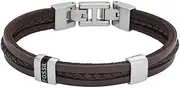Fossil Men's Casual Stainless Steel and Genuine Leather Bracelet for Men