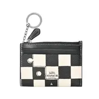 在飛比找momo購物網優惠-【COACH】字塊棋盤格前卡夾鑰匙零錢包(黑白)