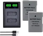 2 EN-EL14A 2600mAh Battery +LED Charger for Nikon CoolPix D3300 D3400 D3500 D5500 D5600