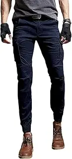 [HanzhuoLG] Pants Men Military Tactical Camouflage Cargo Pants Training Work Camo Combat Army Male Clothing Small Straight Foot Trousers for Men's Blue L