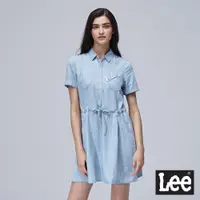 在飛比找蝦皮商城優惠-Lee 天絲棉腰部抽繩綁帶短袖牛仔洋裝 女 淺藍 Moder