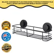 Black Adhesive Floating Shelf for Bathroom Tile Wall Stick on Shower Shelf Rack