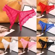 Women's Sexy Underpants Open Crotch Panties Low Waist Lace Briefs Underwear New