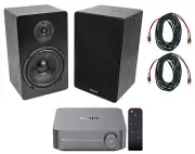 2) Rockville RockShelf 68B 360w Black 6.5" Bookshelf Speakers+Wifi Amp Receiver