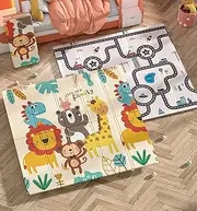 Fohouse Baby Play Mat, Foldable Play Mat for Baby, Extra Large Non-Toxic Tummy Time and Crawling Mat, Thick Foam Play Mat for Baby,Infant, Toddler (79x71x0.6 inch)