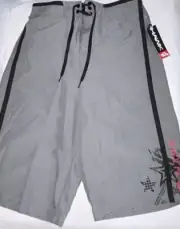 NEW Youth Boy 18 20 TONY HAWK Swim Suit Skate Board Shorts Surf Trunks Gray Blck