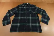 Old Navy Mens Size Large Blue Green Plaid Flannel Button Front Pajama Top NWT