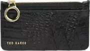 Ted Baker London Julees Ring Puller Croc Embossed Leather Card Case, Black $65
