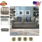 Flannel Gray Stretch Fit Sofa Cover with Geometric Design - Machine Washable