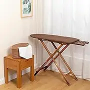 Solid Wood Ironing Board, Retro Home Ironing Board, Floor-Standing Wooden Ironing Rack, 80 to 90 Cm Adjustable Height Ironing Board, Vertical Large Ironing Board,Brown