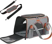 COMSLE Pet Carrier Bag Large for Cat Dogs up to 8kg, Airline Approved Portable Dog Travel Bag Suitable for Long and Short Trips with 5 Sides Breathable Mesh, Soft Removable Mat and Shoulder Strap