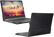 Jarttarn Case Compatible with 14-inch ASUS Vivobook Flip 14 TP470 TM420 Laptop,Leather Sleeve Detachable Notebook Cover Bag Protective Skin with Pen Holder (Black Gray)