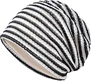 [Terynanle] Sleep Cap for Hair Loss, Cotton Slouch Beanie Hat for Women Floral Lace Turban Beanie Skull Cap, Soft Chemo Headwear for Sleeping Yoga Running Cycling, Breathable Sport Cap Headwrap Classic Baggy Hat