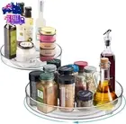 2 Pcs Lazy Susan Turntable, Clear Pantry Organiser, 23.5Cm+27Cm Diameter Rotatin