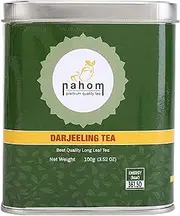 NAHOM Premium Darjeeling Loose Leaf, Black Tea, Himalayan Black Tea - Flowery, Aromatic & Delicious, Picked & Packed in India Champagne of Tea | 3.53oz, 100g - TIN