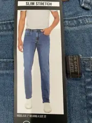 New Buffalo David Bitton Men's Axel 5Pocket Slim Stretch Jeans Light Blue 36X32