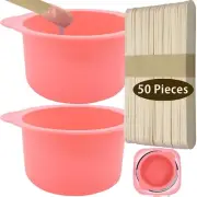 2Pcs 14 oz Silicone Wax Warmer Liner & 50 Pcs Waxing Sticks Body Hair Removal...