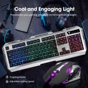 RGB Gaming Keyboard+ Backlit Mouse Combo, USB Wired, LED Gaming Set for Laptop