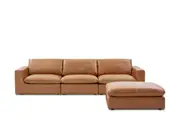Dawson Leather Extended Sofa with Ottoman