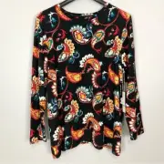 Chico’s Touch Of Cool Layering Tee Women’s Size XXL Multi Paisley Print Stretchy